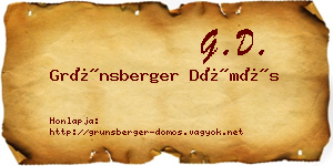 Grünsberger Dömös névjegykártya